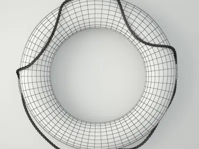 1950s Blue and White Life Preserver 2 3D model