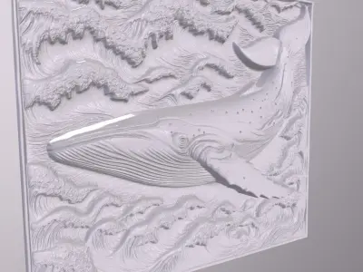 Blue Whale 1 basrelief for 3D printing 3D print model