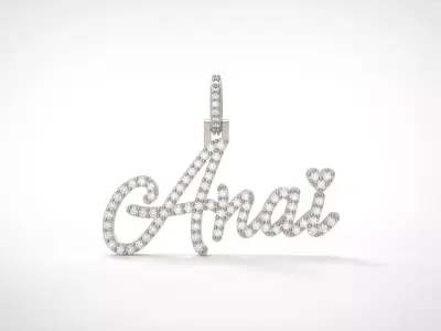 Model 1078  Pave Anai Heart Name Plate Diamond Pendant 3D print model