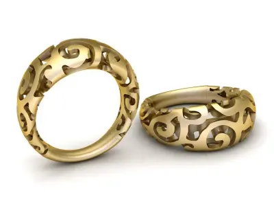 gold filigree ring 3D print model