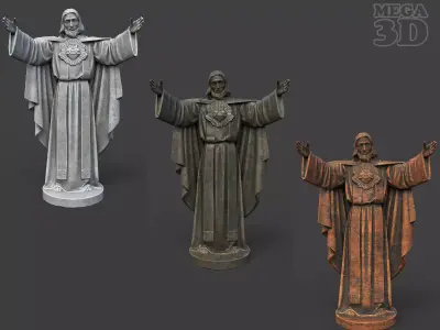 Low poly Jesus Sacred Heart Statue 220525 Low-poly 3D model