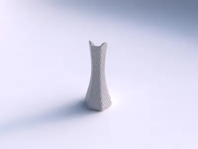 Vase squeezed and bent hexagon 2 with diagonal grid plates 3D print model