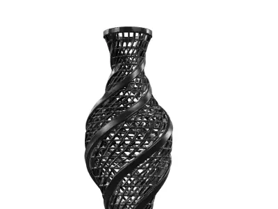 Dark Narrow Top Vase Helix with Checker Grid Lattice 3D model