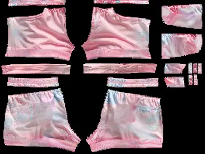 Pink Short PBR 4k  Low-poly 3D model