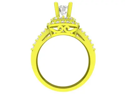 Luxury Diamond Halo Engagement Ring 3D Model 5755 3D print model