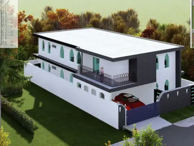 40-00 X 73-00 3D  Modern House  Plan Low-poly 3D model