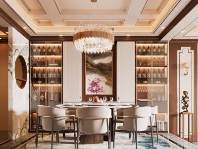 Modern Chinese family restaurant 3D model