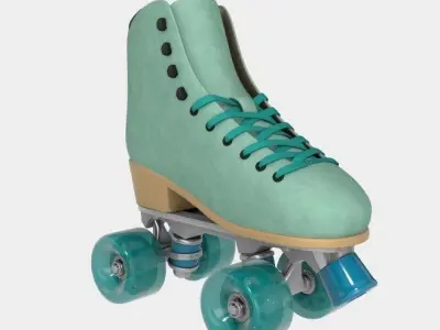 Shoes teal roller skate on wheels 3D model