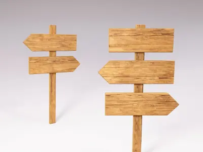 Sign boards low poly 3d model set 5 Free low-poly 3D model