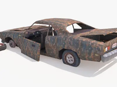Destroyed Car Low-poly 3D model