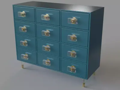 Lacquered Regency Twelve-Drawer Dresser 3D model