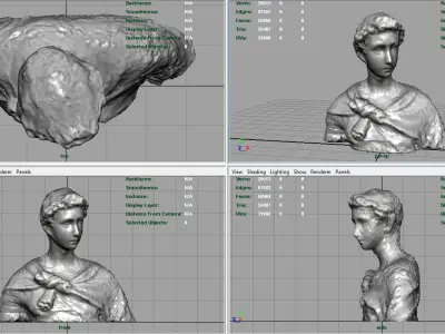 ROMAN BUST 3 Low-poly 3D model