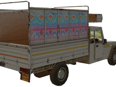 Old Indian Pickup truck model  Low-poly 3D model