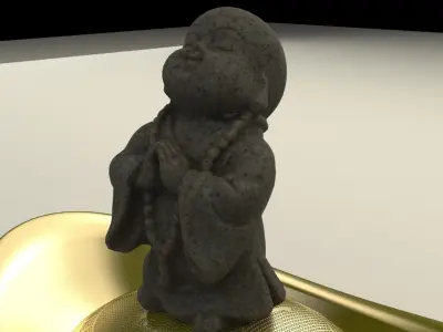 Chinese monk kid with yuan bao 3D model