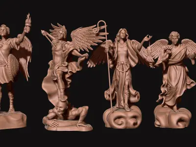 The Four Archangels - CNC Rounting - Wood - Stone - Metal  3D print model