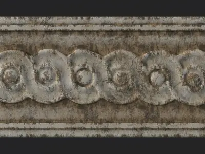 Circular spiral linear bas-relief  Low-poly 3D model