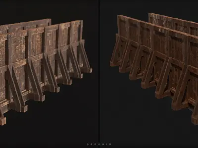 Medieval Bridge Low-poly 3D model