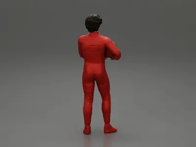 motorbiker holding his helmet with both hands 3D print model