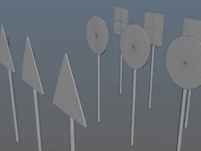 Road signs PBR low-poly game ready Low-poly 3D model