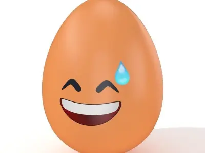 Egg Cracked Emoji N011 Low-poly 3D model