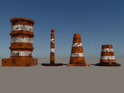 Construction Cones Low-poly 3D model
