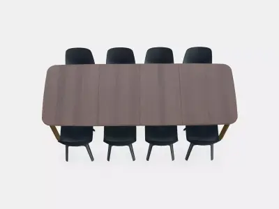 STRANDTORP - ODGER Table and 8 chairs Low-poly 3D model
