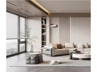 Modern light luxury living room 3D model 4