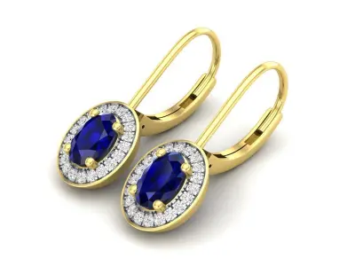 AV 426 Diamond Ladies Halo Style Dangling Drop Earrings 3D print model