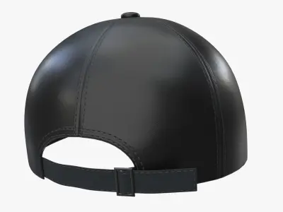 Baseball Cap Leather Mockup Black 3D model