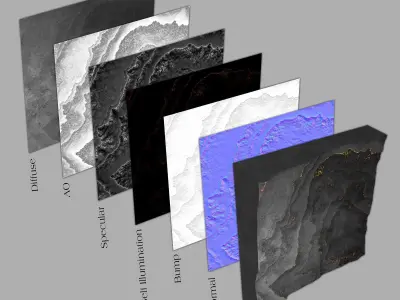 24 Decorative Stone Tiles Low-poly 3D model