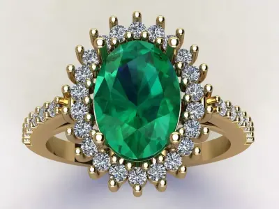 Oval Cluster Ring with Diamond  3D print model