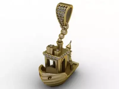 Golden Gondola Boat Pendant  Luxury Nautical Jewelry STL 3D print model