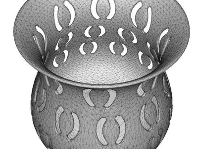 Wooden Flower Vase Low-poly 3D model