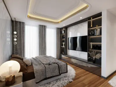 Modern Bedroom 3D Interior Scene 3D model