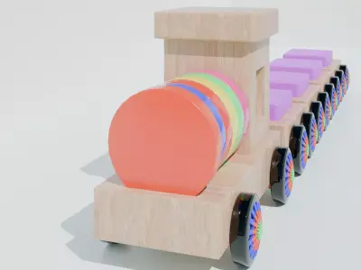 3D Cartoon Train Engine  Blender Model 3D model