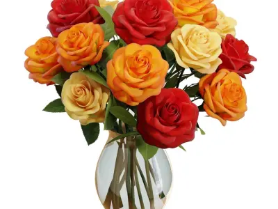 Flower Set 07 - Mixed Roses Bouquet 3D model