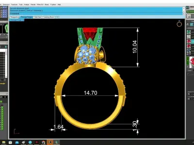 Luxury Floral Gemstone Ring 3D Model 4444 3D print model