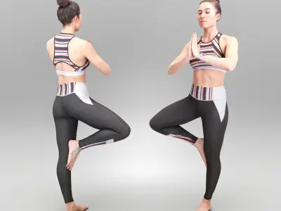 Sporty young woman meditating 378 Low-poly 3D model