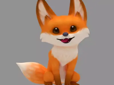 Cartoon Fox Cub Low-poly 3D model