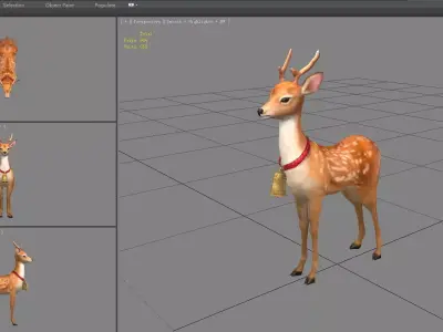 Cartoon sika deer Low-poly 3D model