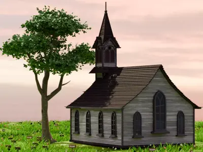 American Style Cottage Exterior 11 Low-poly 3D model