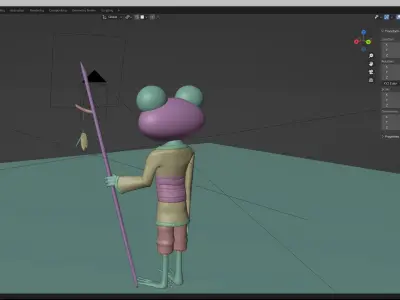 dweller frog holding stick 3D model