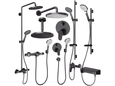 Faucets and shower systems Hansgrohe black set 170 3D model