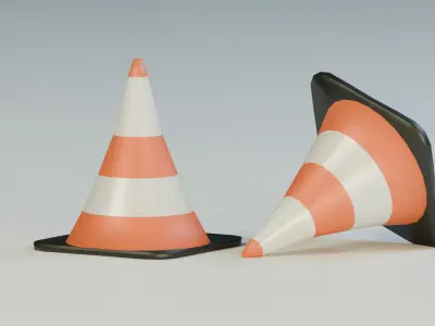 Low Poly Road Cones 3D Model Stylized Traffic Cones for Games Free low-poly 3D model
