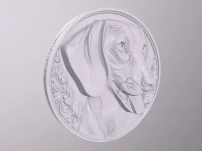 Dachshund 1 basrelief for 3D printing 3D print model