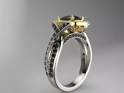 diamond engagement ring 3D print model