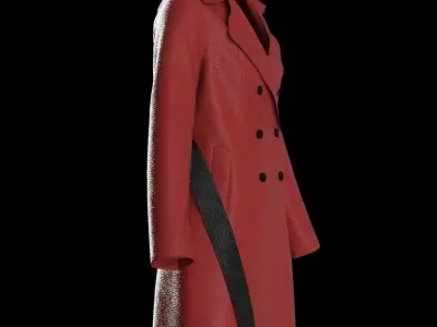 Female raglan leather trench coat 3D model