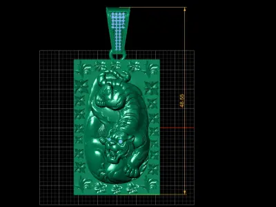 TIGER ATTACK PENDANT 3D PRINTABLE MODEL  3D print model