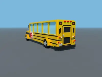 School bus Voxel Low-poly 3D model