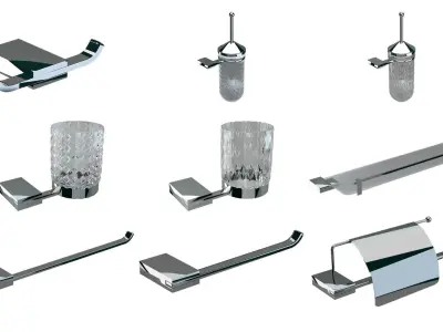 bathroom accessories 41 Pieces 3D model